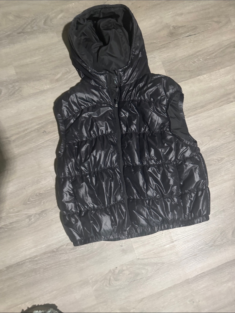 Avia Black Quilted Hooded Puffer Vest